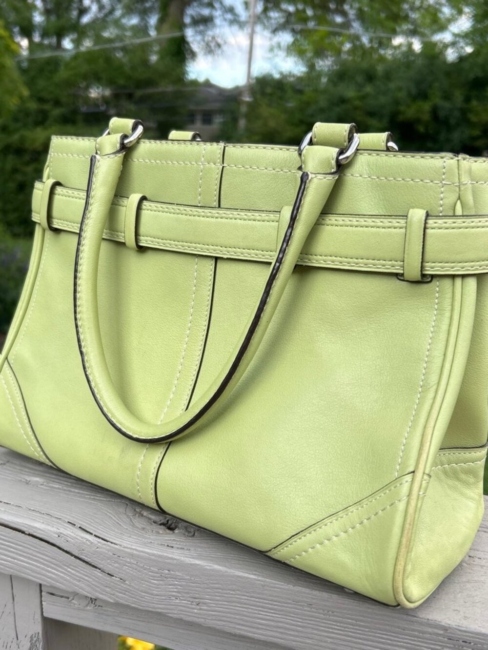 Vintage Coach handbag unique celery lime green color